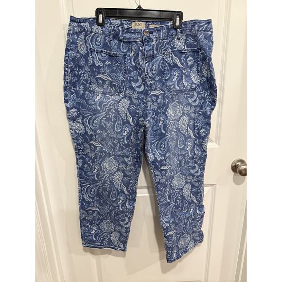 Logo Lori Goldstein Capri Jeans Light Blue Floral Pattern Women's 22 WP - Picture 1 of 6